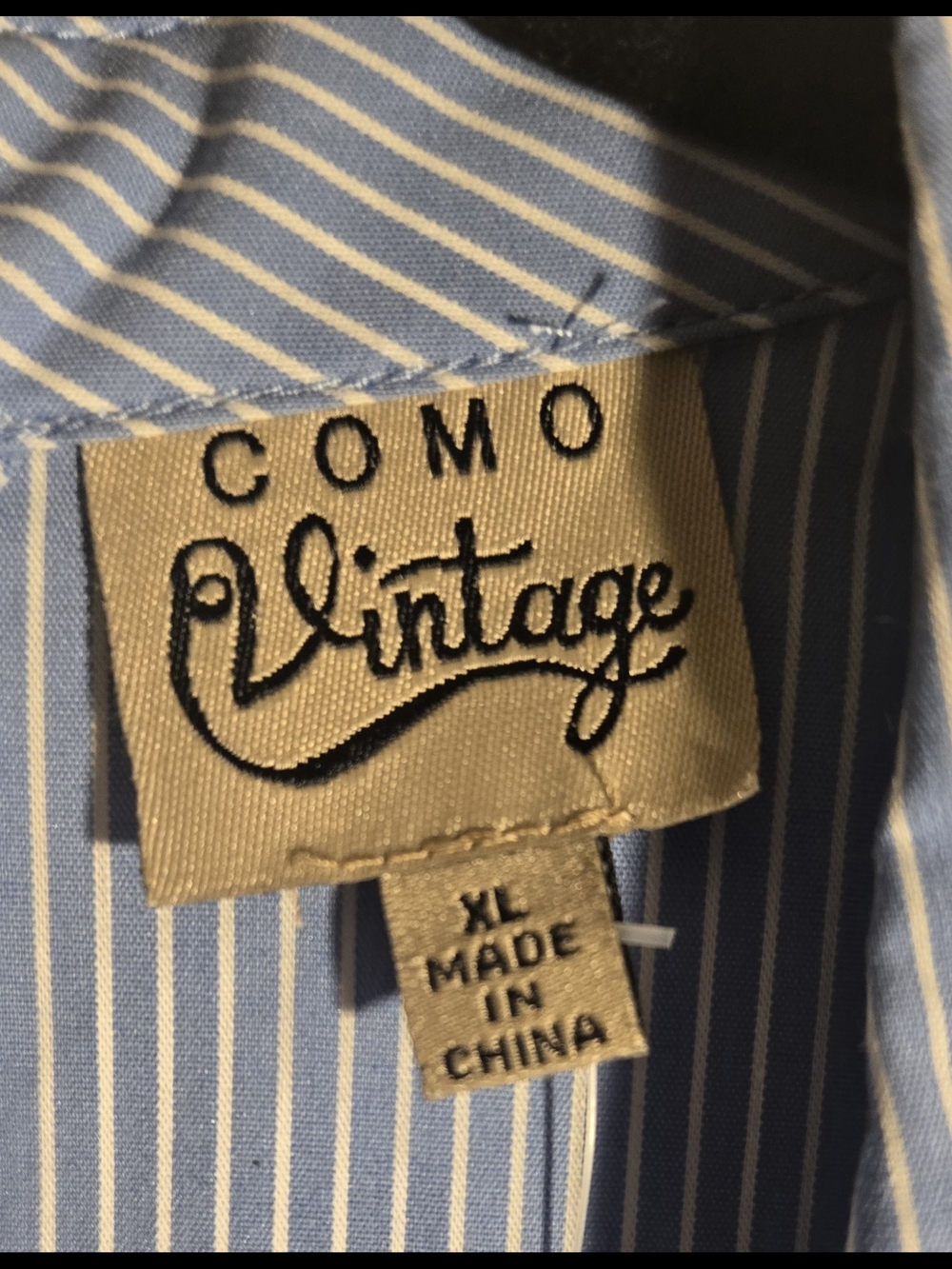 Como Vintage Light Blue Pinstripe Sleeveless Button-Down Shirt - Picture 3 of 3